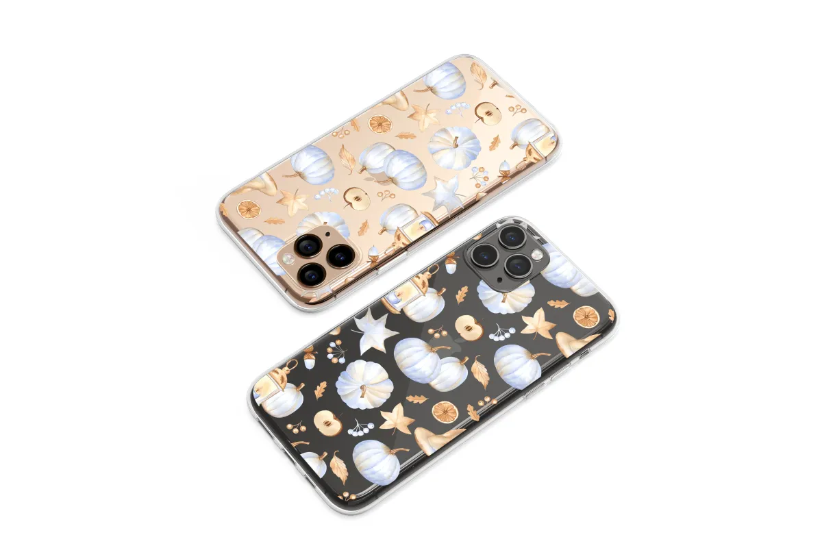 Clear Whimsical Midnight Harvest Watercolor Art Phone Case iPhone Samsung Cover Pixel 7179 - Image 1