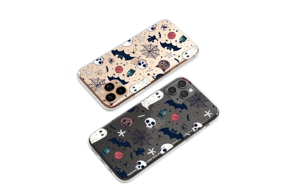 Clear Whimsical Spooky Halloween Night Art Phone Case iPhone Samsung Cover Pixel 7065 - Image 1