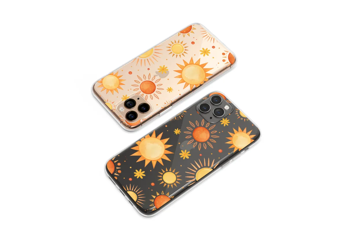 Clear Whimsical Watercolor Celestial Sunshine Art Phone Case iPhone Samsung Cover Pixel 7239 - Image 1