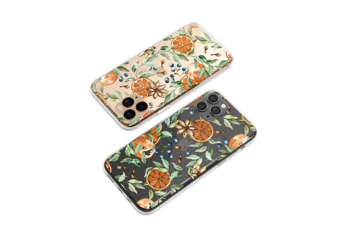 Clear Winter Citrus and Spice Garland Phone Case iPhone Samsung Cover Pixel 7825 - Image 1