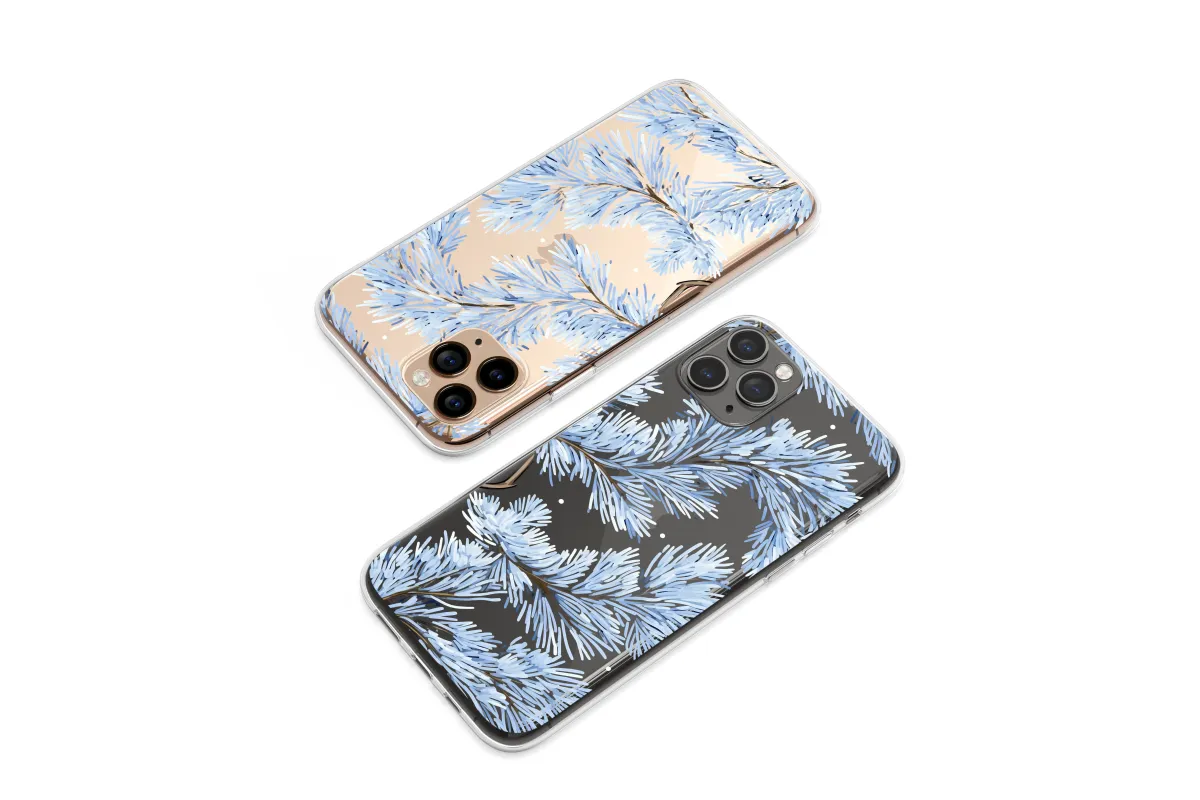 Clear Winter Pine Branch Phone Case Frosted Botanical Graphic Cover Phone Case iPhone Samsung Cover Pixel 8122 - Image 1