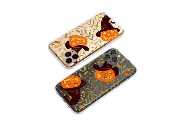 Clear Witching Hour Pumpkin Patch Design Phone Case iPhone Samsung Cover Pixel 7517