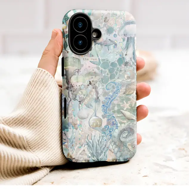 Coastal Collage Marine Life Art Phone Case Cover for iPhone 17 Pro Max 16 15 Plus 14 13 Mini SE Samsung S26 S25 S24 Google Pixel 10 9 9596
