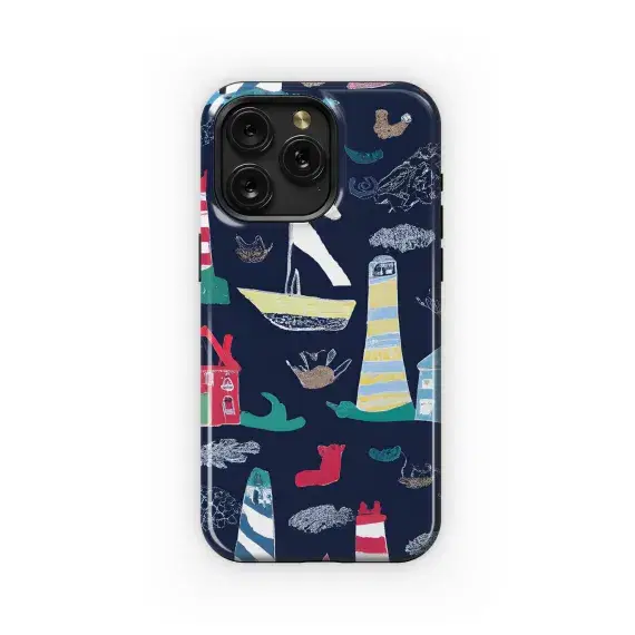 Coastal Illustrative Sock Repeat Phone Case iPhone Samsung Cover Pixel 3538 - Image 1
