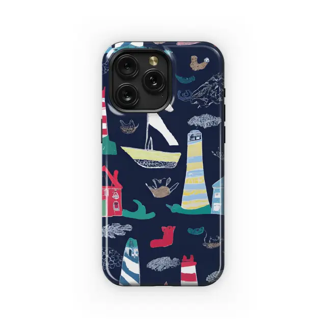 Coastal Illustrative Sock Repeat Phone Case iPhone Samsung Cover Pixel 3538