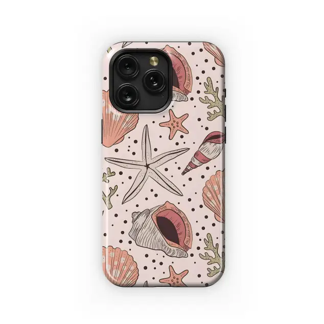 Coastal Seashells and Starfish Pattern Phone Case iPhone Samsung Cover Pixel 5231