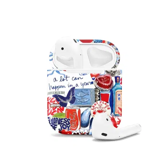 Collage Sea Blue Fruit AirPods Case AirPods Pro AirPods Pro 2 AirPods 3 AirPods 2 Glossy 1463 - Image 1