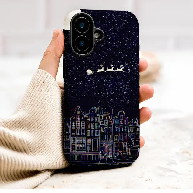 Colorful Christmas City Santa Starry Night Phone Case Cover for iPhone 17 Pro Max 16 15 Plus 14 13 Mini Samsung S25 S24 Pixel 10 9 9007