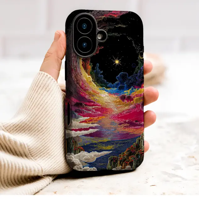 Colorful Cosmic Swirl Pixel Art Design Phone Case Cover for iPhone 17 Pro Max 16 15 Plus 14 13 Mini Samsung S26 S25 Google Pixel 10 9 9515