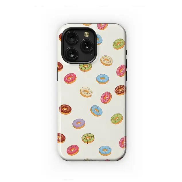 Colorful Frosted Donut Pattern Sweet Treat Design Phone Case Cover for iPhone 17 Pro Max 16 15 13 Samsung S25 S24 Pixel 8947