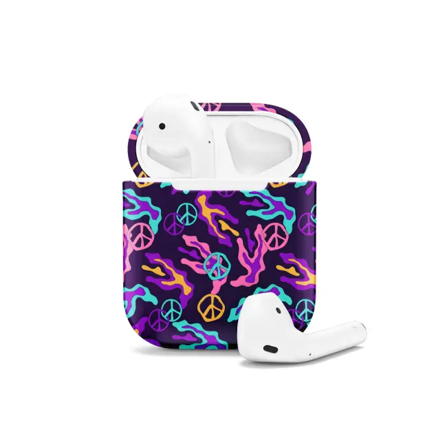 Colorful Peace Trippy Psychedelic Seamless AirPods Case AirPods Pro AirPods Pro 2 AirPods 3 AirPods 2 Glossy 1610