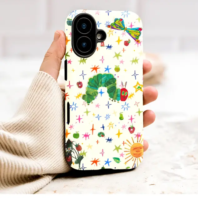Colorful Storybook Caterpillar Art Illustration Phone Case Cover for iPhone 17 Pro Max 16 15 Plus 14 13 Mini Samsung S26 S25 Pixel 10 9 9906