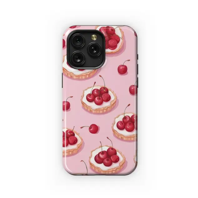 Coquette Cherry Tart Sweet Foodie Illustration Phone Case Cover for iPhone 17 Pro Max 16 15 Plus 14 13 Mini Samsung S25 S24 Pixel 10 9 8826