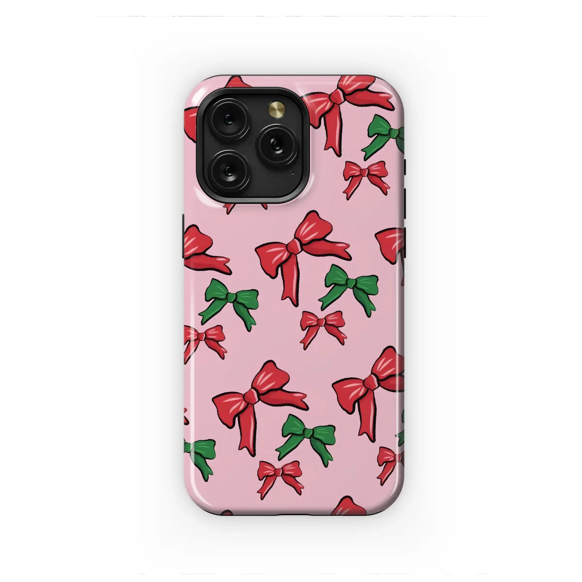 Coquette Christmas Bows Red Green Holiday Print Phone Case Cover for iPhone 17 Pro Max 16 15 Plus 14 13 Mini Samsung S25 S24 Pixel 10 9 8429 - Image 1