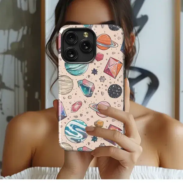 Cosmic Crystals & Planets
 Phone Case iPhone Samsung Cover Pixel 5696 - Image 1