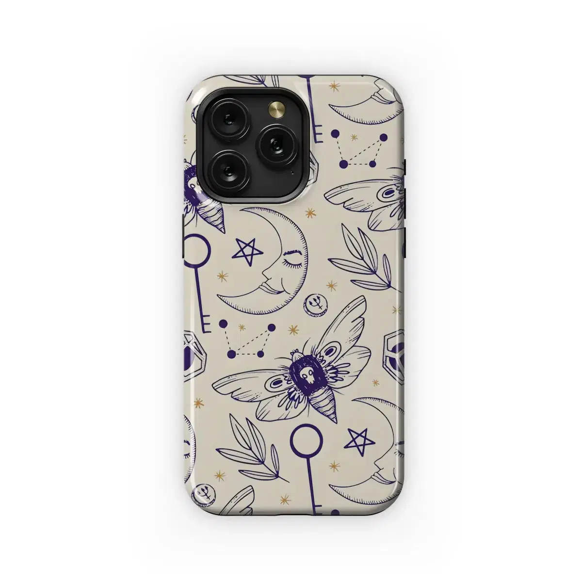 Cosmic Moth Moon Crystal Key Phone Case iPhone Samsung Cover Pixel 5287 - Image 1