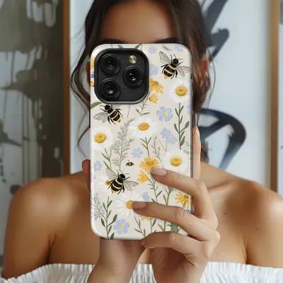 Cottagecore Bee and Wildflower Botanical Floral Print Phone Case Cover for iPhone 17 Pro Max 16 15 13 Samsung S26 S25 Pixel 10093 - Image 2