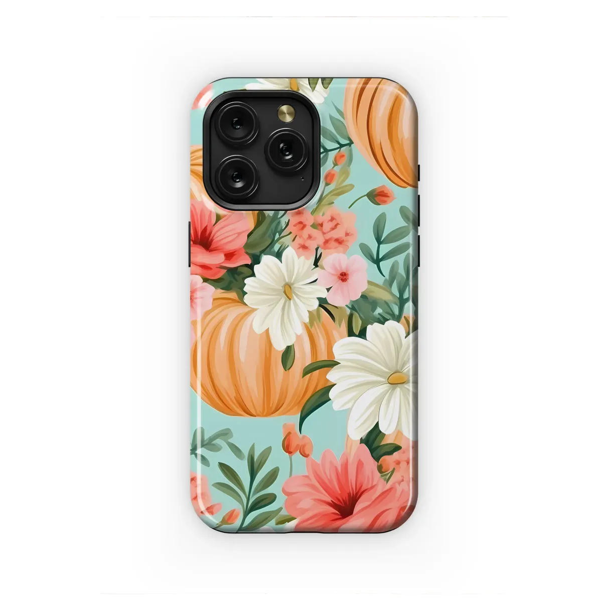 Cottagecore Fall Floral Pumpkin Pattern Phone Case iPhone Samsung Cover Pixel 7272 - Image 1