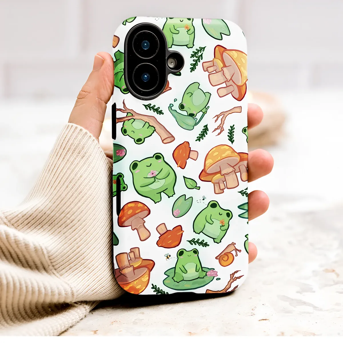 Cottagecore Frog Mushroom Woodland Art Phone Case Cover for iPhone 17 Pro Max 16 15 Plus 14 13 Mini Samsung S25 S24 Google Pixel 10 9 9262 - Image 1