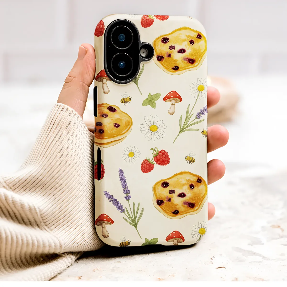Cottagecore Pancake Botanical Mushroom Lavender Whimsical Garden Art Phone Case Cover for iPhone 17 15 13 Samsung S26 S25 9478 - Image 1