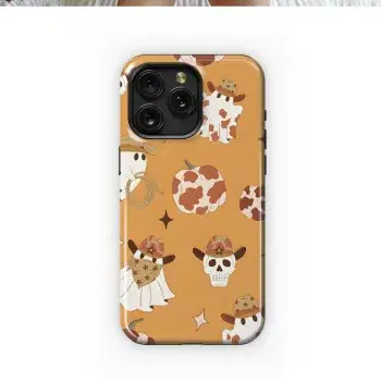 Country Western Cow Print Ghosts Phone Case iPhone Samsung Cover Pixel 1698 - Image 1