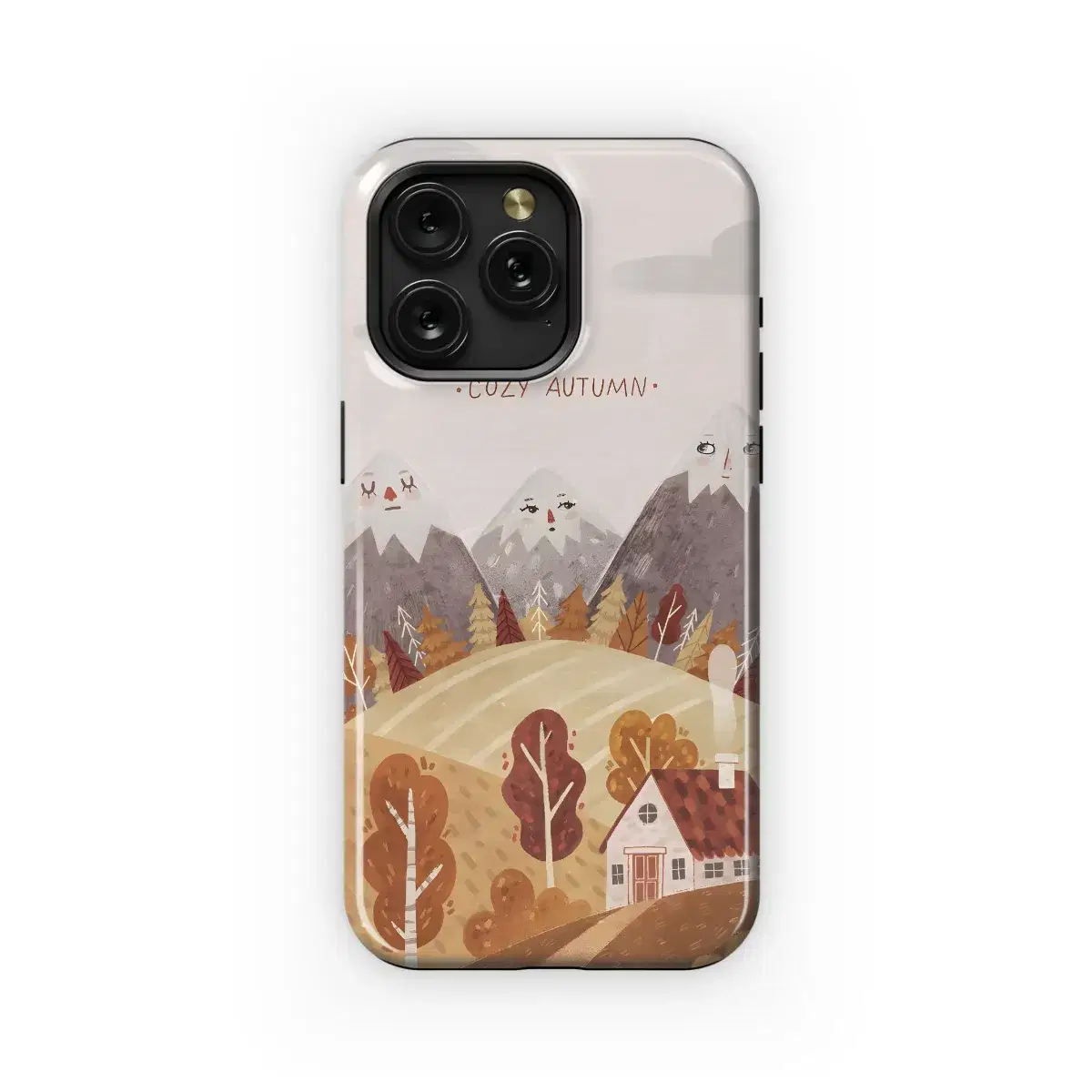 Cozy Autumn Hand Draw Watercolor Landscape Phone Case iPhone Samsung Cover Pixel 1705 - Image 1