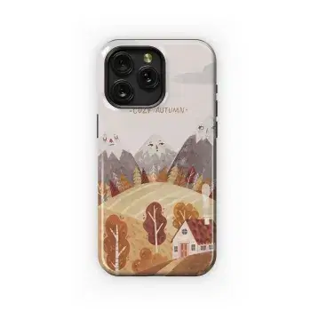 Cozy Autumn Hand Draw Watercolor Landscape Phone Case iPhone Samsung Cover Pixel 1705 - Image 1