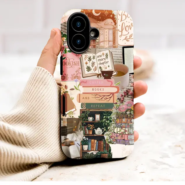 Cozy Bookworm Collage Aesthetic for Readers Phone Case Cover for iPhone 17 Pro Max 16 15 Plus 14 13 Mini Samsung S26 S25 Pixel 10 9 10080