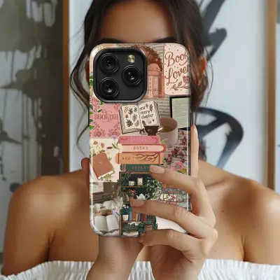 Cozy Bookworm Collage Aesthetic for Readers Phone Case Cover for iPhone 17 Pro Max 16 15 Plus 14 13 Mini Samsung S26 S25 Pixel 10 9 10080 - Image 2