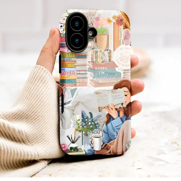 Cozy Bookworm Collage Book Lover Aesthetic Phone Case Cover for iPhone 17 Pro Max 16 15 Plus 14 13 Mini Samsung S26 S25 Pixel 10 9 9628