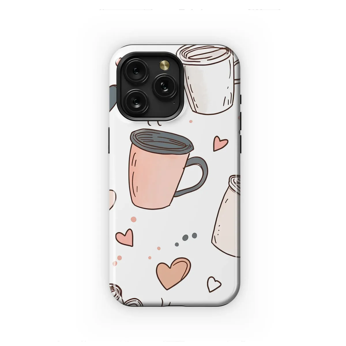 Cozy Coffee and Hearts Doodle Phone Case iPhone Samsung Cover Pixel 7356 - Image 1