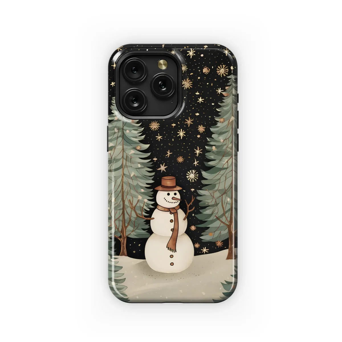 Cozy Snowman Starry Winter Night Phone Case iPhone Samsung Cover Pixel 7817 - Image 1