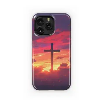 Crimson Cross Sunset Design Phone Case iPhone Samsung Cover Pixel 5036 - Image 1