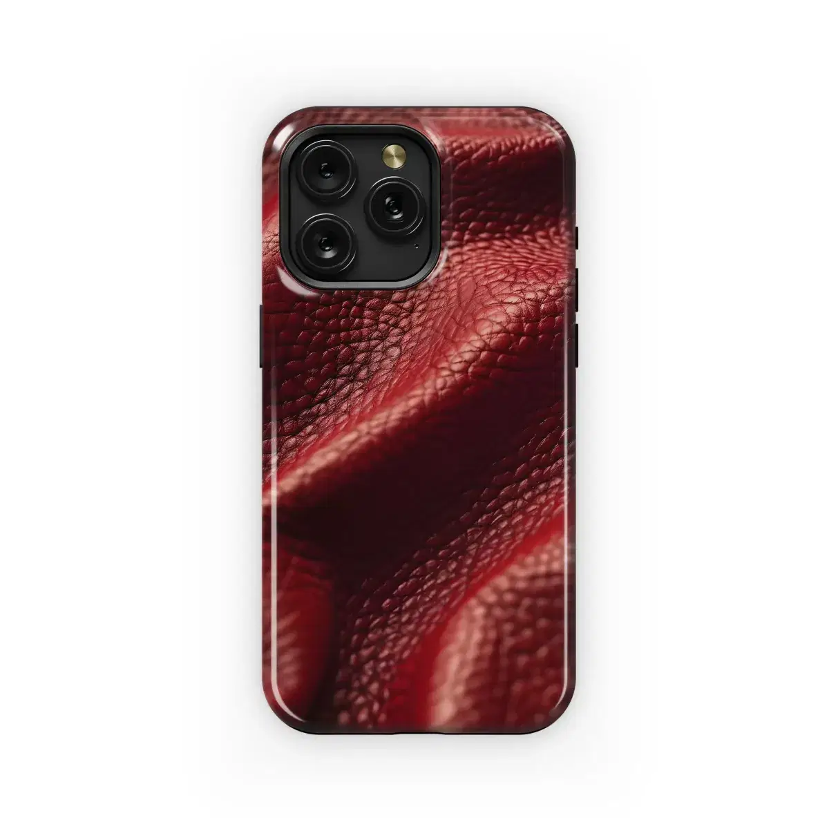 Crimson Leather Texture Phone Case iPhone Samsung Cover Pixel 4850 - Image 1