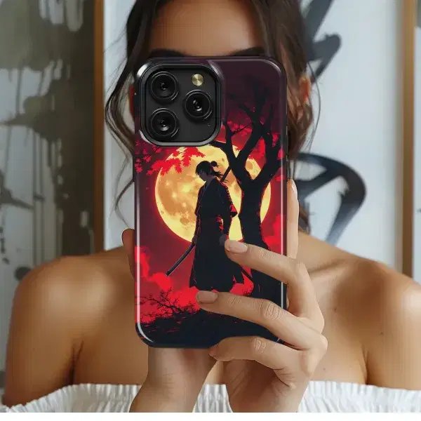 Crimson Samurai Moon
 Phone Case iPhone Samsung Cover Pixel 5601 - Image 1