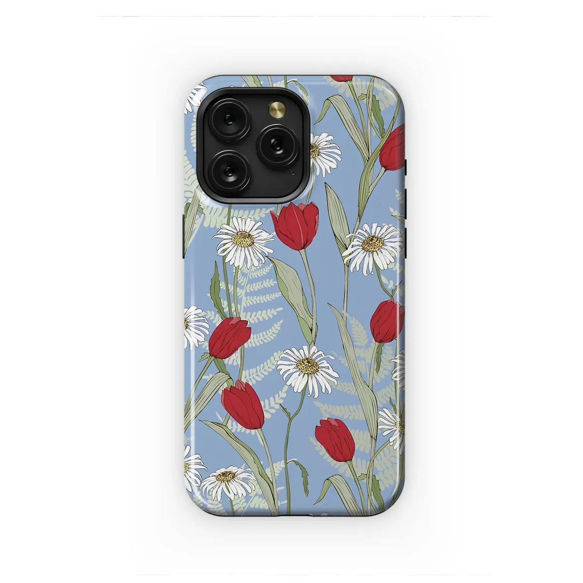 Crimson Tulip & Daisy Meadow Art Phone Case iPhone Samsung Cover Pixel 7190 - Image 1
