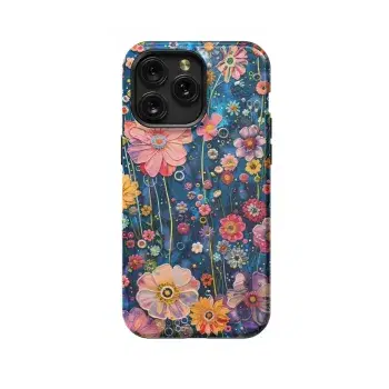 Crochet Painted Flowers Phone Case iPhone Samsung Cover Pixel 1047 - Image 1