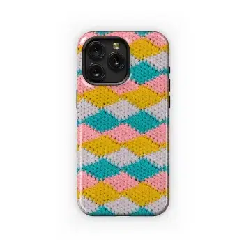 Crocheted Rhombus Phone Case iPhone Samsung Cover Pixel 3853 - Image 1