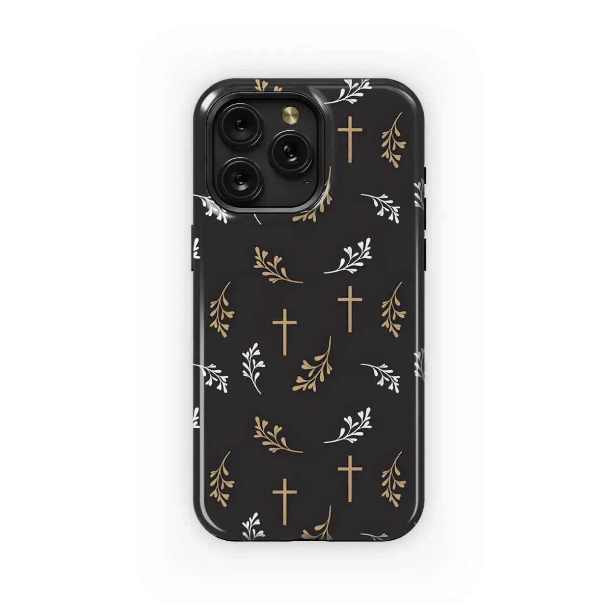 Crosses and Leaves Pattern Phone Case iPhone Samsung Cover Pixel 5128 - Image 1