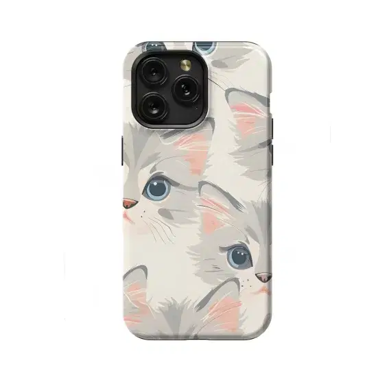 Cute Cat Face Phone Case iPhone Samsung Cover Pixel 1132 - Image 1