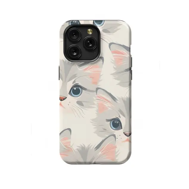 Cute Cat Face Phone Case iPhone Samsung Cover Pixel 1132