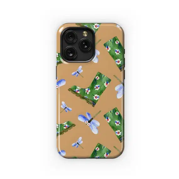 Cute Garden Boots Dragonfly Pattern Phone Case iPhone Samsung Cover Pixel 5295 - Image 1