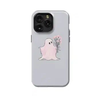 Cute Halloween Pastel Pink Floral Ghost Spooky Phone Case iPhone Samsung Pixel & More 261 - Image 1