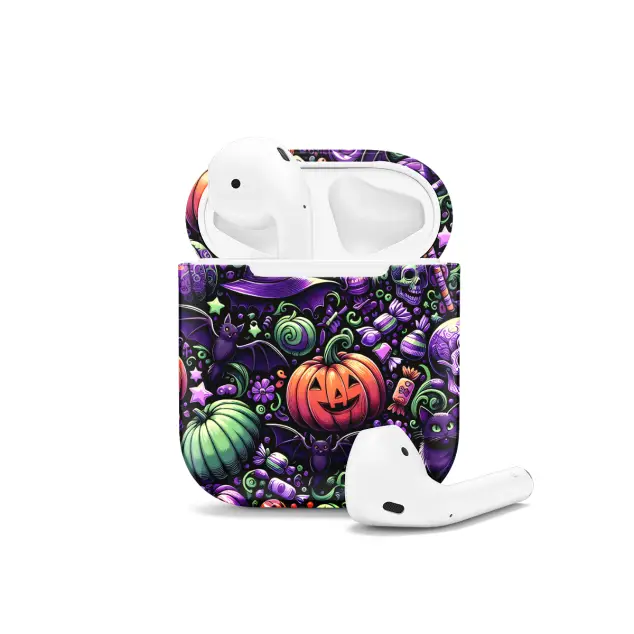 Cute Halloween Pumpkins Bats Skulls Cats And Candy AirPods Case AirPods Pro AirPods Pro 2 AirPods 3 AirPods 2 Glossy 1686