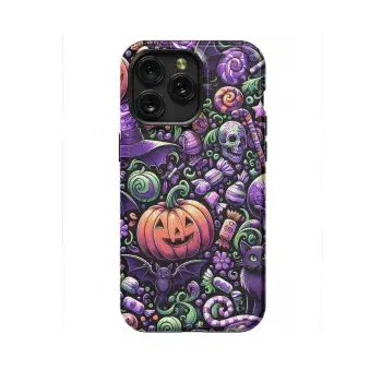 Cute Halloween Pumpkins Bats Skulls Cats And Candy Phone Case iPhone Samsung Cover Pixel 1686 - Image 1