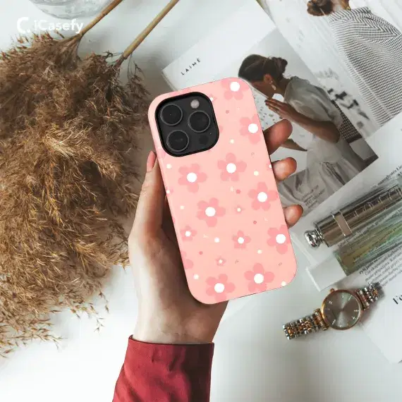 Cute Pink Pastel Daisy Flower Phone Case iPhone Samsung Cover Pixel 1421 - Image 1