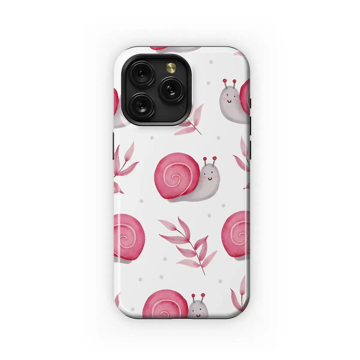 Cute Pink Snail Pattern Phone Case iPhone Samsung Cover Pixel 5447 - Image 1