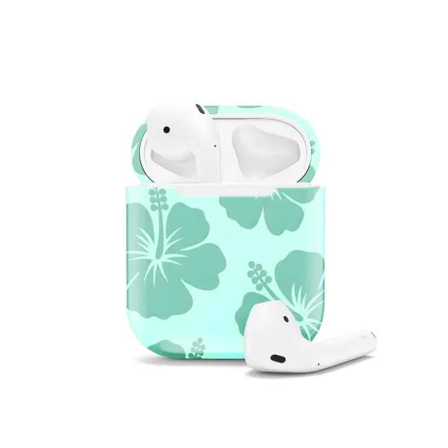 Cute Turquoise Flower Y2K Hibiscus AirPods Case AirPods Pro AirPods Pro 2 AirPods 3 AirPods 2 Glossy 1479