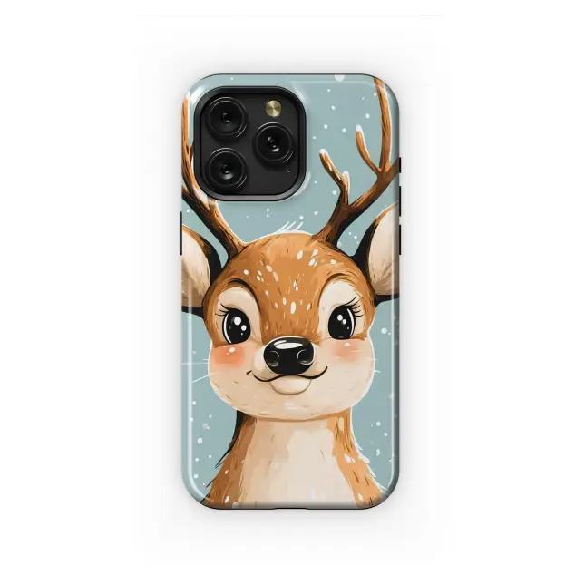Cute Winter Deer Snowy Woodland Animal Illustration Phone Case Cover for iPhone 17 Pro Max 16 15 13 Samsung S25 S24 Pixel 8317