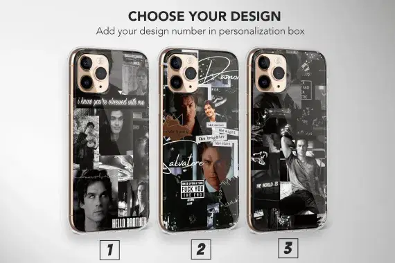 Damon Salvatore from The Vampire Diaries Collage Aesthetic Phone Case Soft Cover - Image 1